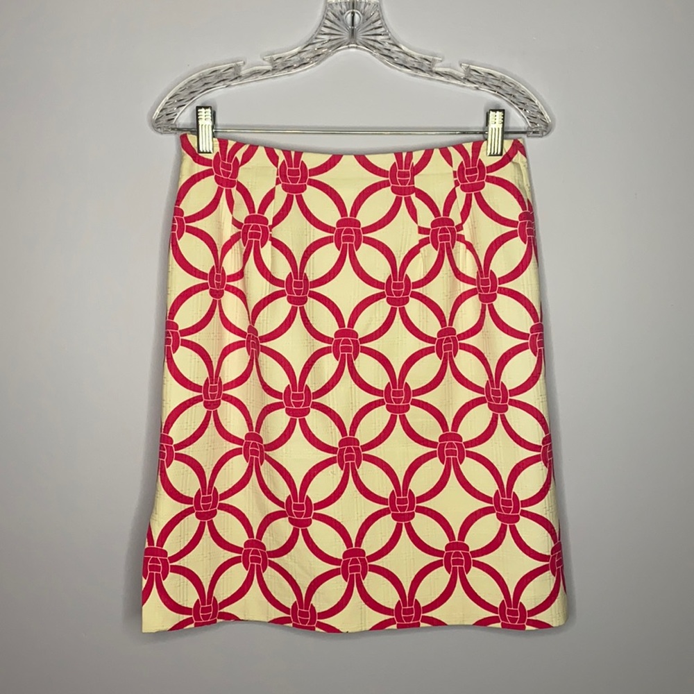 Talbots White and Pink Pattern Skirt